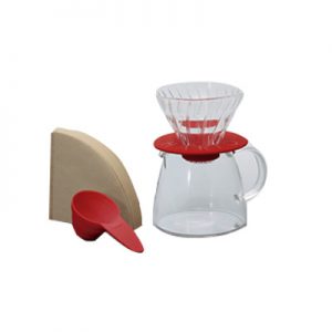 Hario Glass Coffee Dripper & Pot Claire Red VGS-3512CO