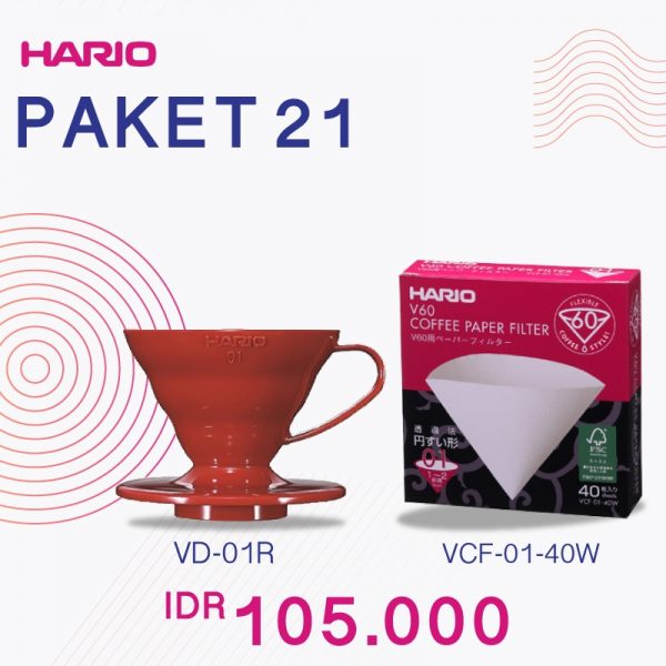 Hario V60 Promo Paper Filter 01 Plastic Dripper 01 Red